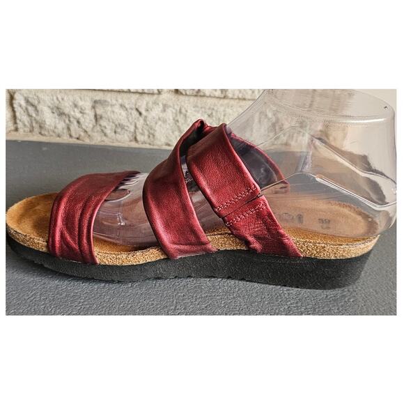 NAOT Sandals, Made in Isreal, Maroon Twist Strap, Slip on, New, Womens Sz 8 - Picture 3 of 6
